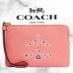 Coach Corner Zip Wristlet With Libra!